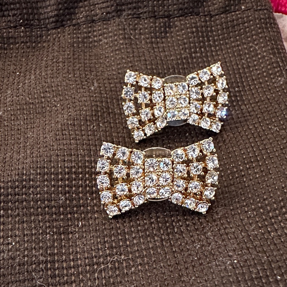 Elegant Gold and Silver Bow Earrings